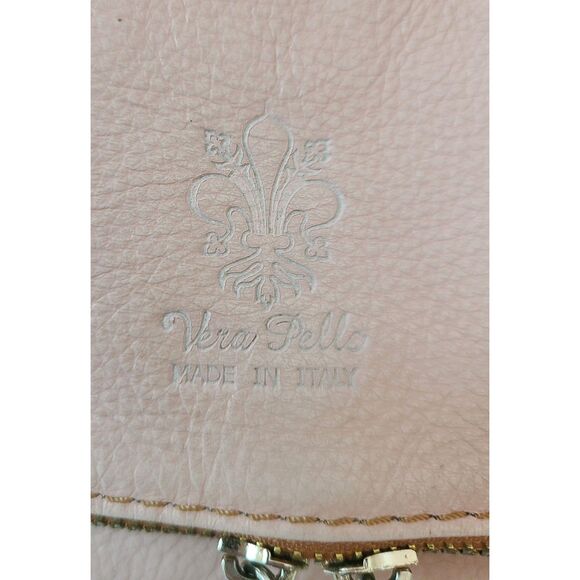 Vera Pelle Italy‎ Pink Leather Crossbody Purse Adjustable Strap Clutch Coquette - Picture 4 of 8